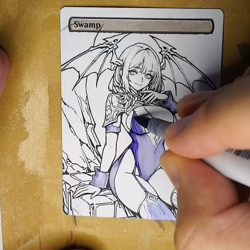 SWAMP - BLACK - MTG *Altered Hand Colored Original Art Anime - Demoness 111325 - Image 2