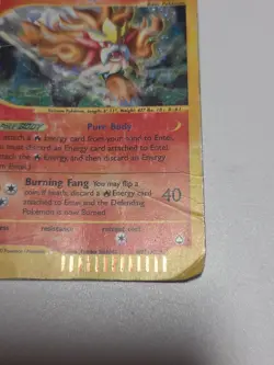 Pokemon Entei Holo Rare H8/H32 Aquapolis Heavily Played / Damaged - Image 5