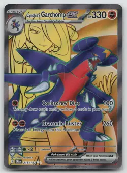 Cynthia's Garchomp ex 215/182 Ultra Rare Destined Rivals Pokemon Holo Near Mint - Image 1