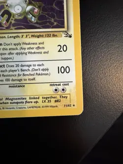Pokemon Card - 1st Edition Magneton 11/62 - Fossil Set - Image 4