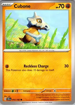 Cubone Stellar Crown 72/142 Common Pokemon Near Mint - Image 1