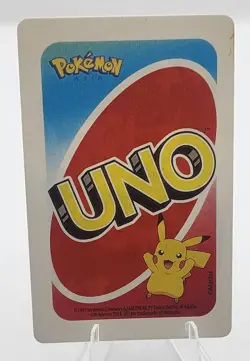Pokemon Asia UNO Wild Draw 4 Card Eevee Evolutions Pikachu Eeveelutions 1997 - Image 2