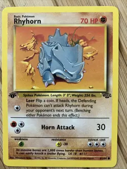 Rhyhorn 61/64 1st Edition Jungle Pokemon Card LP - Image 1