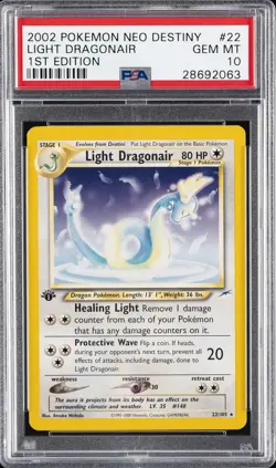 2002 POKEMON NEO DESTINY 1ST EDITION #22 LIGHT DRAGONAIR PSA 10 - Image 1