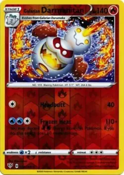 x1 Galarian Darmanitan - 028/189 - Rare - Reverse Holo Pokemon SS03 Darkness NM/ - Image 1