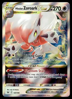 Hisuian Zoroark VSTAR 147/196 Holo VSTAR Rare Lost Origin Pokemon Near Mint - Image 1