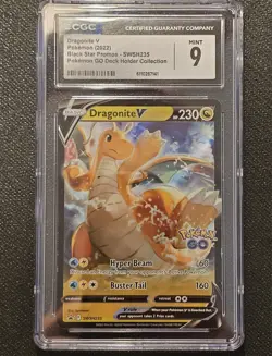 Pokemon TCG Dragonite V Pokemon GO Black Star Promo Holo SWSH235 CGC 9 2022 - Image 1