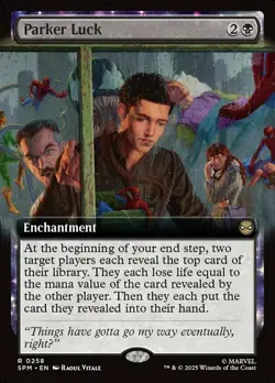 1 x Parker Luck - Foil - Extended Art - Marvel's Spider-Man - NM-Mint - MTG - Image 1