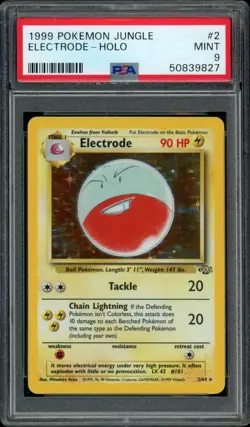 PSA 9 MINT Holo Electrode 2/64 Pokemon Jungle Unlimited English 1999 WOTC - Image 1