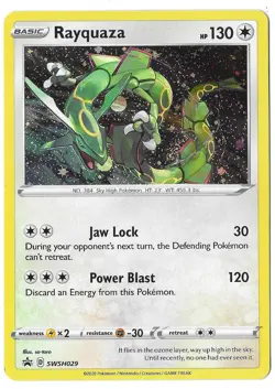 2020 Pokemon TCG Rayquaza SWSH029 Holo Black Star Promo - Image 1