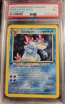 2000 POKEMON NEO GENESIS 1ST EDITION #4 FERALIGATR-HOLO PSA 7 - Image 1