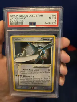WING SWIRL 2006 Pokemon Gold Star Ex Deoxys #106 Latios Ex Holo PSA 2 GD - Image 4