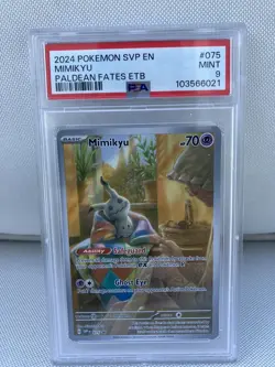 Pokemon 2024 14 SVP En Promo Paldean Fates ETB MIMIKYU #075 PSA 9 Mint RARE - Image 1