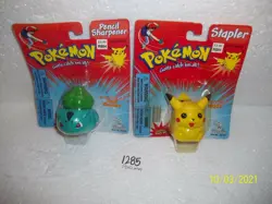 2) POKEMON Pikachu Bulbasaur Stapler Figure Toy Stationary Set Toy Island - Image 2