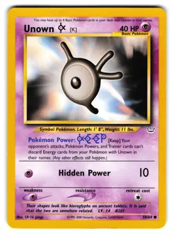 Unown [K] N3 #58/64 LP Pokemon TCG Common - Image 1