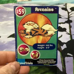 1999 Pokemon Burger King Poketrivia Promo #59 Arcanine - Image 1