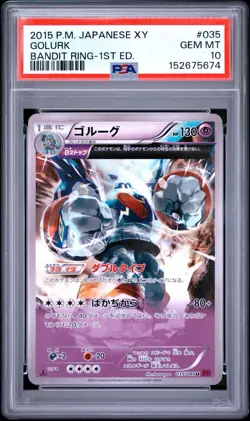 POP 10 | 2015 Pokemon XY Bandit Ring #035 Golurk - 1st Edition (PSA 10 GEM MINT) - Image 1