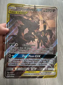 JUMBO Umbreon & Darkrai GX Tag Team Black Star Promo SM241 Pokemon HP - READ - Image 3