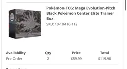 2x - PREORDER Pokemon Pitch Black Elite Trainer Box ETB Pokemon Center Exclusive - Image 3