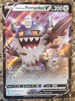 Galarian Perrserker V SWSH11: Lost Origin 129/196 Holo Ultra Rare Pokemon TCG - Image 1