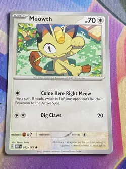Meowth 052/165 | SV - MEW en: 151 | Common - English | Pokemon NM - Image 2