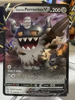 Galarian Perrserker V Ultra Rare Lost Origin 129/196 Pokemon TCG - Image 1