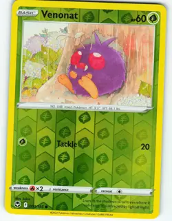 Venonat - Reverse Holo - 1/195 Silver Tempest - Pokemon TCG - 2022 - Image 1