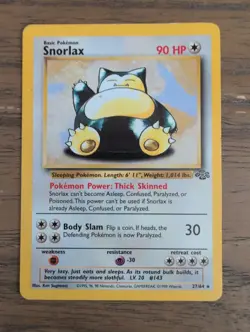 Pokemon TCG Snorlax 27/64 Jungle Unlimited Non-Holo Rare 1999 Vintage - Image 1