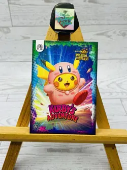 Pikachu as Kirby's Adventure Lazer Holo Non- Pokemon Fan Art Holyday Edition - Image 1