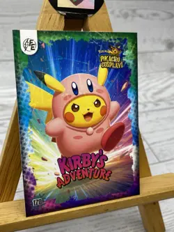 Pikachu as Kirby's Adventure Lazer Holo Non- Pokemon Fan Art Holyday Edition - Image 2