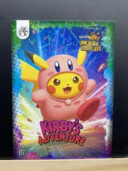 Pikachu as Kirby's Adventure Lazer Holo Non- Pokemon Fan Art Holyday Edition - Image 5