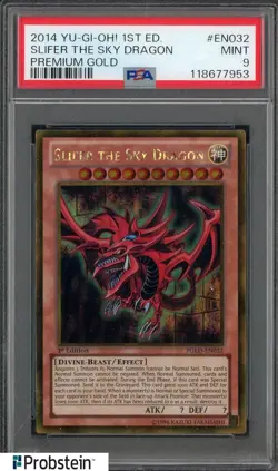 2014 YU-GI-OH! PREMIUM GOLD EN032 SLIFER THE SKY DRAGON 1ST EDITION PSA 9 MINT - Image 1