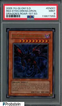 2005 YU-GI-OH! SD1-EN001 RED-EYES DARKNESS DRAGON 1ST EDITION PSA 9 MINT - Image 1