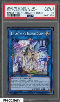 2022 YU-GI-OH! MP22-EN216 EVIL TWIN'S TROUBLE SUNNY 1ST EDITION PSA 10 GEM MINT - Image 1