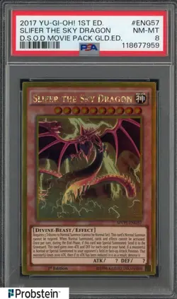 2017 YU-GI-OH! MVP1-ENG57 SLIFER THE SKY DRAGON 1ST EDITION GOLD RARE PSA 8 - Image 1