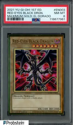 2021 YU-GI-OH! MAXIMUM GOLD: EL DORADO EN003 RED-EYES BLACK DRAGON 1ST PSA 8 - Image 1