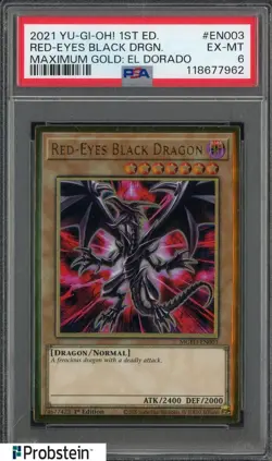 2021 YU-GI-OH! MAXIMUM GOLD: EL DORADO EN003 RED-EYES BLACK DRAGON 1ST PSA 6 - Image 1