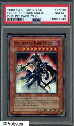 2009 YU-GI-OH! DUELIST PACK: YUGI EN010 SORCERER OF DARK MAGIC 1ST EDITION PSA 8 - Image 1