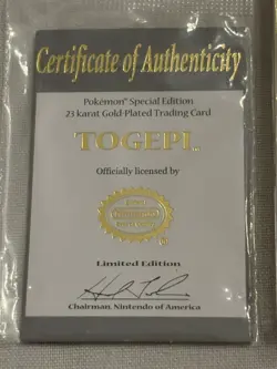 Pokemon Togepi 23 Karat Gold Plated Trading Card with Pokemon Ball Burger King - Image 5