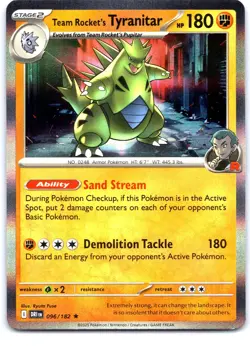 Team Rocket's Tyranitar 096/182 Rare Destined Rivals Pokemon Holo Near Mint - Image 1