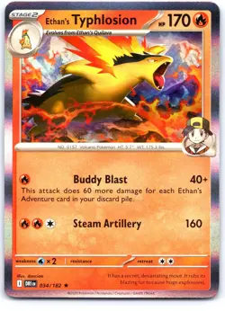 Ethan's Typhlosion 034/182 Rare Destined Rivals Pokemon Holo Near Mint - Image 1