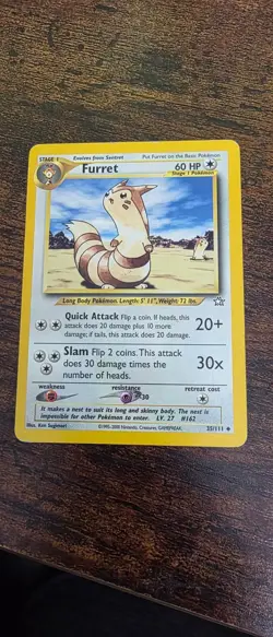 Furret 35/111 Uncommon Neo Genesis Pokemon Moderately Played - Image 1