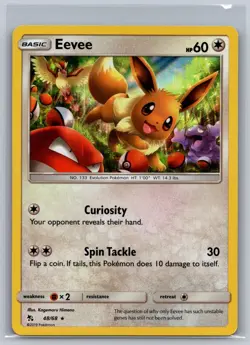 Eevee 48/68 Holo Rare Hidden Fates Pokemon Holo Near Mint - Image 1