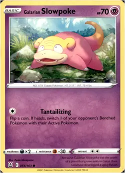 Galarian Slowpoke 054/163 Common - Pokemon SWSH05: Battle Styles LP-NM - Image 1