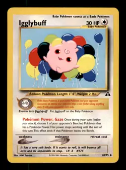 Igglybuff 40/75 Uncommon Neo Discovery Pokemon Unlimited Damaged - Image 1