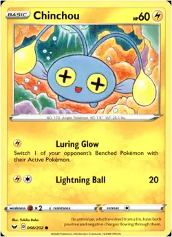 Chinchou 068/202 Common - Pokemon SWSH01: Sword & Shield Base Set LP-NM - Image 1