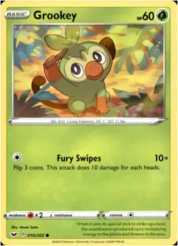 Grookey 010/202 Common - Pokemon SWSH01: Sword & Shield Base Set LP-NM - Image 1