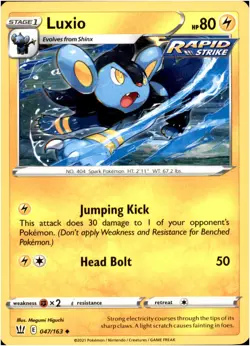 Luxio 047/163 Uncommon - Pokemon SWSH05: Battle Styles LP-NM - Image 1