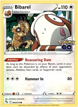 Bibarel 60/78 - Common - Pokemon Go NM 2022 - Image 1