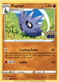 Pupitar #38/78 - UnCommon - Pokemon Go 2022 - Near Mint - Image 1
